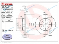 09.5449.14 Диск тормозной перед NISSAN AD Y11 Wag. Sunny B15. Sylpfhy G10. Bluebird U14. Primera P11. Exper
