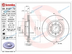 09.9167.11 Диск тормозной перед VAG AUDI A3S3 08-13OCTAVIA 04-13 YETI 10-15CADDY 11-15GOLF PLUS 05-14JE