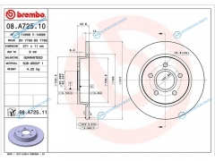 08.A725.10 Диск тормозной зад FORD FOCUS III 11-
