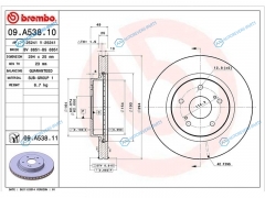 09.A538.10 Диск тормозной перед SUZUKI Grand Vitara 1.62.02.4. 06-