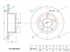 ST-4A0615601 Диск тормозной зад AUDI A100 91-94A6 95-05VW PASSAT 97-05