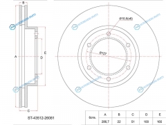 ST-43512-26081 Диск тормозной перед TOYOTA DYNATOYOACE LY1 96-HIACE LY15LH56668595 95-