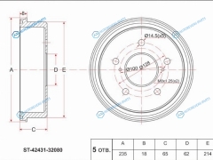 ST-42431-32080 Барабан тормозной зад TOYOTA CAMRYVISTA V40 4S