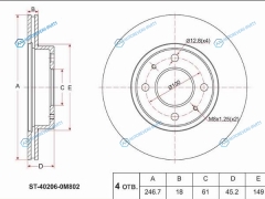 ST-40206-0M802 Диск тормозной перед NISSAN WINGROAD Y10