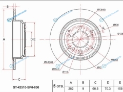 ST-42510-SP0-000 Диск тормозной зад HONDA ODYSSEY RARB 99-08 ELYSION 04-13