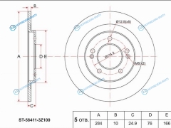 ST-58411-3Z100 Диск тормозной зад HYUNDAI I40 11-