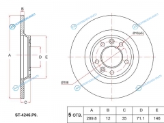 ST-4246.P9 Диск тормозной зад PEUGEOT 407607 CITROEN C5 1.8-3.01.6HDI2.0-2.7HDI 04-