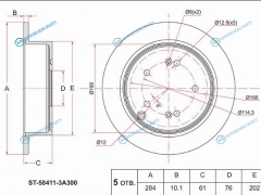 ST-58411-3A300 Диск тормозной зад KIA SPORTAGE 06-HYUNDAI IX35 09-SANTA FE 00-TUCSON 04-
