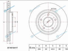 ST-4615A117 Диск тормозной перед MITSUBISHI ASX 10-OUTLANDER 12-