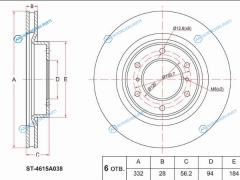 ST-4615A038 Диск тормозной перед MITSUBISHI PAJEROMONTERO 06-