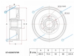 ST-432007075R Барабан тормозной RENAULT DUSTER 10-KAPTUR 16-ARKANA 18-