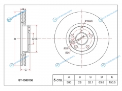 ST-1500158 Диск тормозной перед FORD MONDEO 07-S-MAX 06-FOCUS IIIVOLVO S60 10-