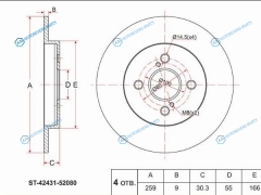 ST-42431-52080 Диск тормозной зад TOYOTA RACTIS NCP100VITZYARIS CP913