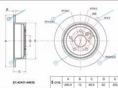 ST-42431-44030 Диск тормозной зад TOYOTA IPSUMPICNIC ACM2ISIS ANM1