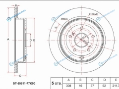 ST-55611-77K00 Диск тормозной зад SUZUKI GRAND VITARA 06-