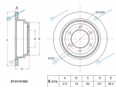 ST-91151563 Диск тормозной зад OPEL FRONTERAMONTEREYISUZU TROOPER 2.0I-3.1TD 91-