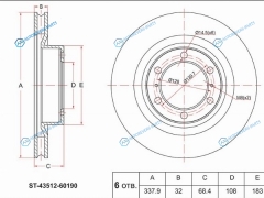 ST-43512-60190 Диск тормозной перед TOYOTA LAND CRUISER PRADO 150 09-