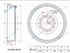 ST-42431-0K120 Барабан тормозной зад TOYOTA HILUX 07-