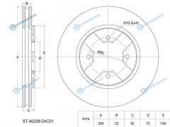 ST-40206-04C01 Диск тормозной перед NISSAN URVANVANET 82-95