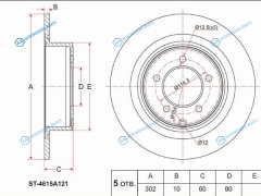 ST-4615A121 Диск тормозной зад MITSUBISHI ASX 10-