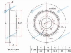 ST-4615A035 Диск тормозной зад MITSUBISHI OUTLANDER CWW 06-13LANCER X 07-14