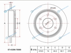 ST-43206-7S000 Диск тормозной зад INFINITI QX56 04-10NISSAN TITAN 60ARMADA TA60 VK56