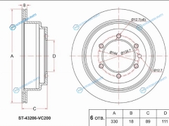 ST-43206-VC200 Диск тормозной зад NISSAN PATROL Y61SAFARI Y61