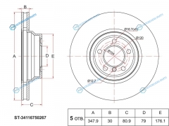 ST-34116750267 Диск тормозной перед BMW 7 E65E66 01-