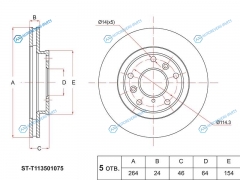 ST-T113501075 Диск тормозной перед CHERY TIGO T11 05-