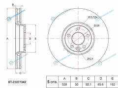 ST-31277342 Диск тормозной перед VOLVO XC60 08-