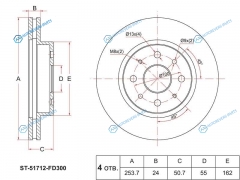 ST-51712-FD300 Диск тормозной перед KIA RIO 00-11
