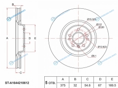 ST-A1644210612 Диск тормозной перед MERCEDES X164 GL350 06-12ML350 W164 05-11
