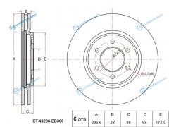 ST-40206-EB300 Диск тормозной перед NISSAN NAVARA 04- PATHFINDER R51 05-