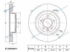 ST-SDB000611 Диск тормозной перед RANGE ROVER SPORT 4.45.0 04-