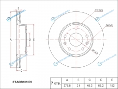ST-SDB101070 Диск тормозной перед LAND ROVER FREELANDER 98-06