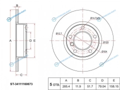 ST-34111160673 Диск тормозной перед BMW 3 E36 94-00