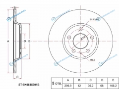 ST-8K0615601B Диск тормозной задний AUDI Q5A4A5A6 08-