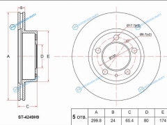 ST-4249H9 Диск тормозной перед PEUGEOT BOXER 94-CITROEN JUMPER 94-FIAT DUCATO 94-