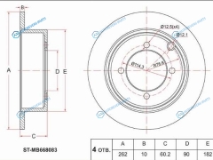 ST-MB668083 Диск тормозной зад MITSUBISHI GALANT E578ALANCER CS