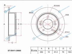 ST-58411-39600 Диск тормозной зад HYUNDAI SONATA NFTUCSON MJ 04-10KIA SPORTAGE JE 04-10