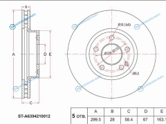 ST-A6394210012 Диск тормозной перед MERCEDES VIANO 03-VITO 03-