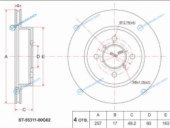 ST-55311-80G02 Диск тормозной перед SUZUKI SWIFT II HT5181M13AM15A 00-05
