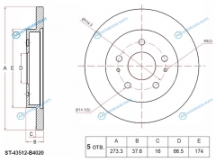 ST-43512-B4020 Диск тормозной перед TOYOTA RUSH J210 06-