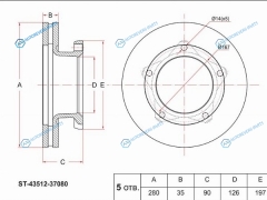 ST-43512-37080 Диск тормозной перед TOYOTA DYNA BU300