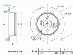 ST-58411-1C800 Диск тормозной зад HYUNDAI ACCENT 05-10GETZ 02-09I20 08-KIA RIO II 05-11