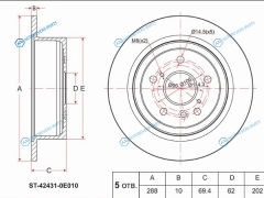 ST-42431-0E010 Диск тормозной зад Lexus RX330350450 MCUGSU3 03-
