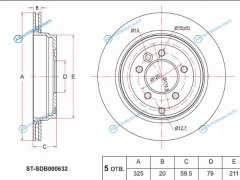 ST-SDB000632 Диск тормозной зад LAND ROVER DISCOVERY 04-12RANGE SPORT 05-09 дизель