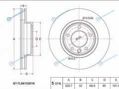 ST-7L6615301D Диск тормозной перед VAG TOUAREG 02-CAYENNE 06-10