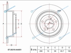 ST-26310-AA051 Диск тормозной зад SUBARU IMPREZAFORESTERLEGACY 93-03