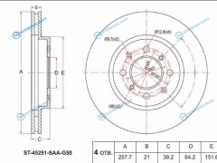 ST-45251-SAA-G50 Диск тормозной перед HONDA FIT GDJAZZ GDGE